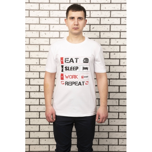 Футболка белая EAT, SLEEP, WORK M