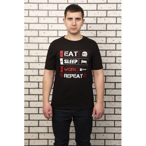 Футболка черная EAT, SLEEP, WORK XXL