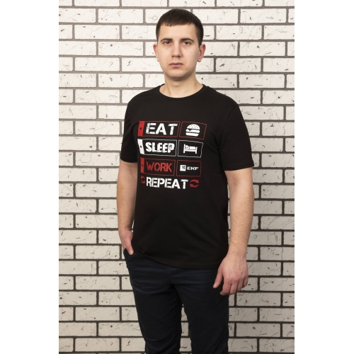 Футболка черная EAT, SLEEP, WORK XXL