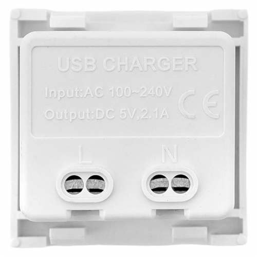 Розетка USB A+C, 2.1А, 2 гнезда, без индикатора, белая EKF