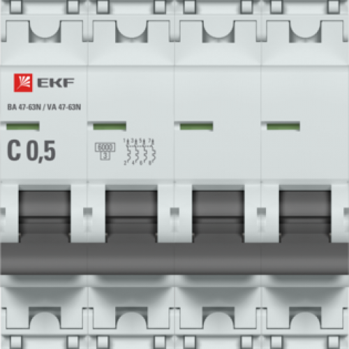 Автоматический выключатель 4P 0,5А (C) 6кА ВА 47-63N EKF PROxima