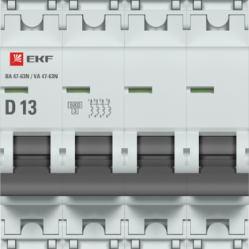Автоматический выключатель 4P 13А (D) 6кА ВА 47-63N EKF PROxima