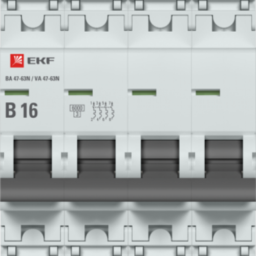 Автоматический выключатель 4P 16А (B) 6кА ВА 47-63N EKF PROxima