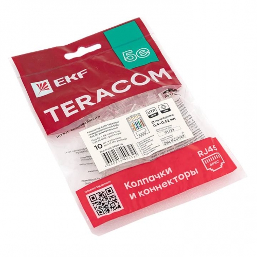 Коннектор RJ-45 TERACOM неэкранированный 8P8C Cat.5E универсальный (упак.10шт)