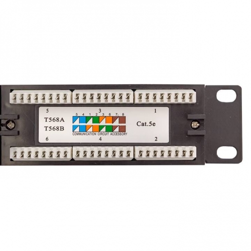 Патч-панель TERACOM 19'' Cat.5E 1U неэкранированная UTP 24 порта RJ-45 110 IDC