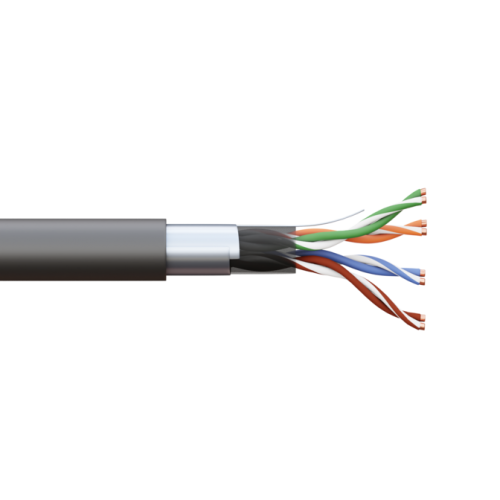 Кабель витая пара TERACOM PRO Cat.5E F/UTP 4 пары solid внешний 24AWG оболочка LDPE цвет черный (упак. 305м)