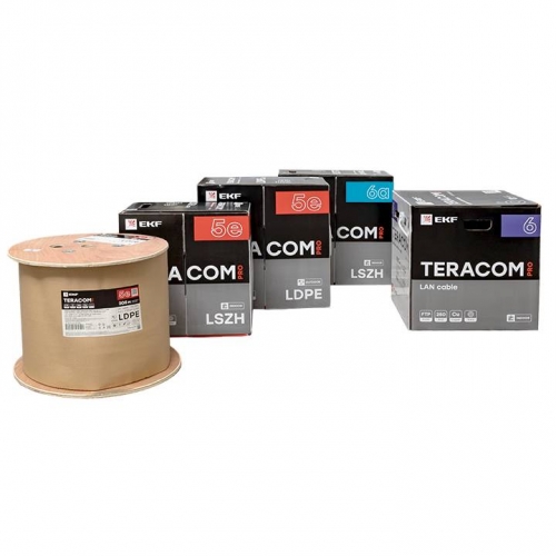 Кабель витая пара TERACOM PRO Cat.5E F/UTP 4 пары solid 24AWG оболочка PVC цвет серый (упак. 305м)