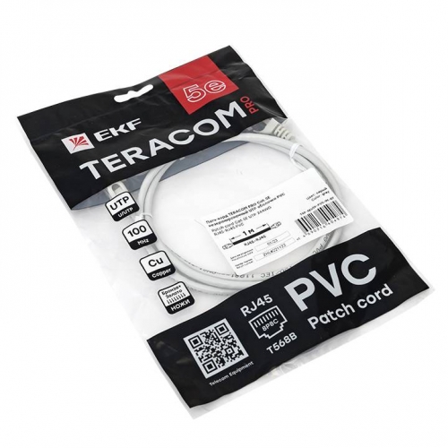 Патч-корд TERACOM PRO Cat.5E неэкранированный UTP оболочка PVC серый (1,0м)