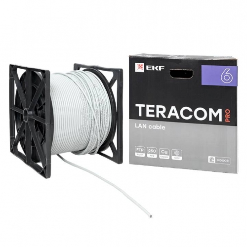 Кабель витая пара TERACOM PRO CAT.6 F/UTP 4 пары solid 23AWG оболочка PVC цвет серый (упак. 305м)