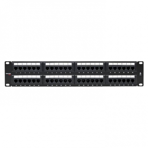 Патч-панель TERACOM PRO 19'' Cat.6 2U неэкранированная UTP 48 портов RJ-45 Dual IDC