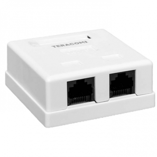 Розетка настенная TERACOM PRO Cat.6 неэкранированная 2 порта RJ-45 Dual IDC белая