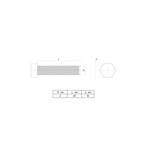 Болт шестигранный М6х20 DIN 933 INOX EKF