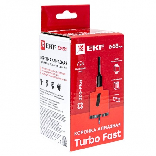 Коронка алмазная Turbo Fast 68 DCH-68TRB Laser M16 EKF Expert