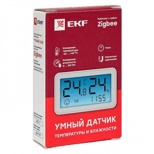 Умный датчик температуры и влажности с экраном Zigbee EKF Connect