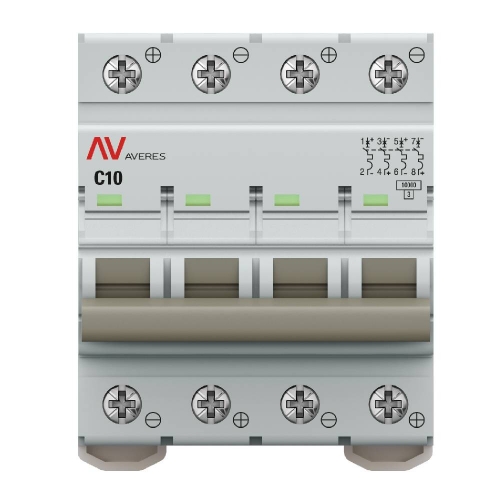 Выключатель автоматический AV-10 DC 4P 10A (C) 10kA EKF AVERES